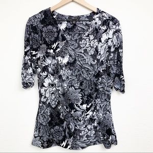 Style & Co. Macy’s Floral Ruched Blouse Top large